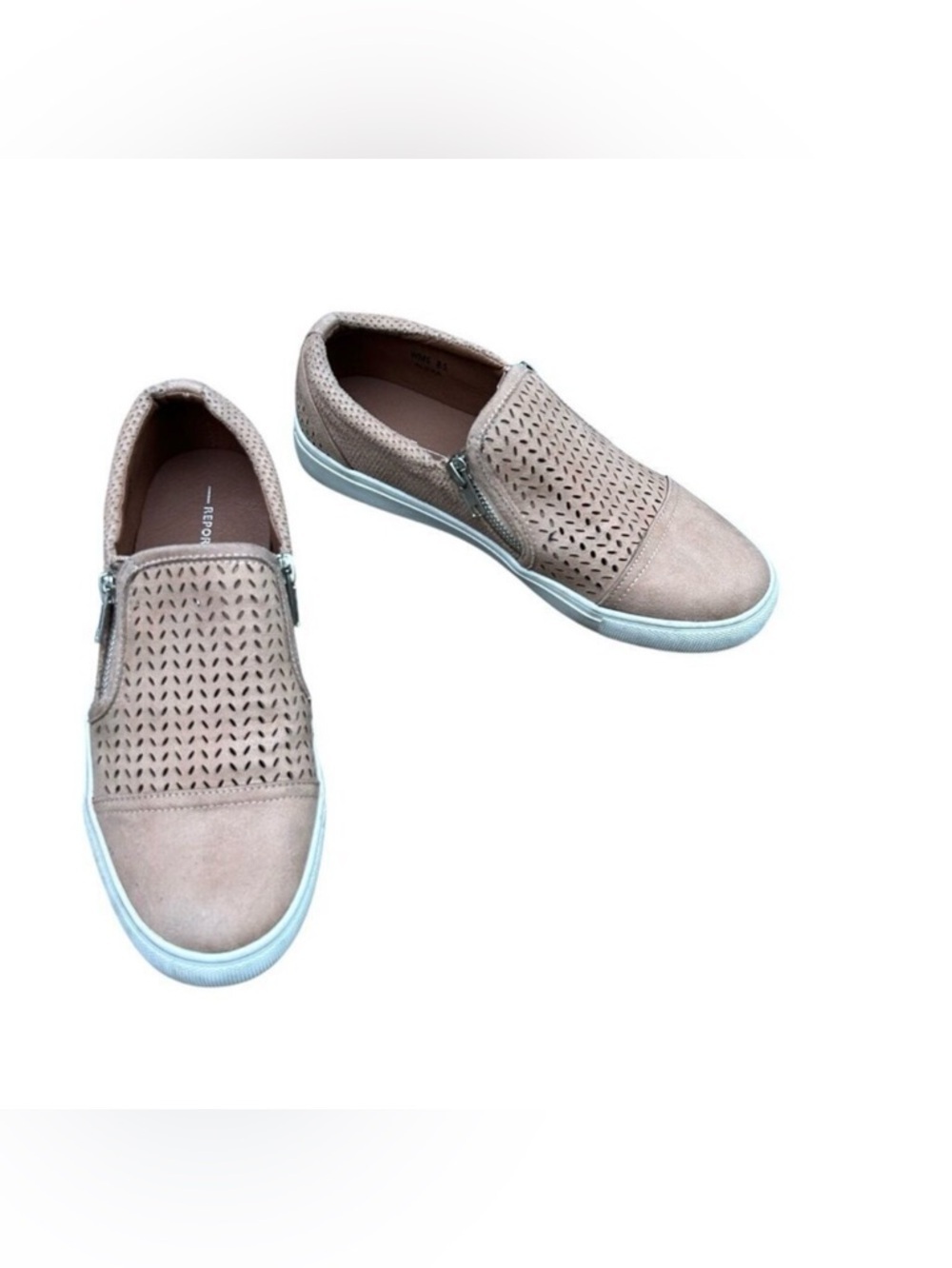 Report Alexa Women's Tan Double Zip Slip On Shoes Size 8.5
